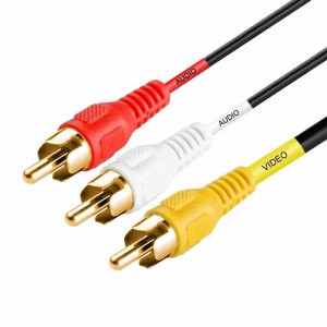 3-wtykowy RCA na 3-męski RCA Composite Video Audio A / V AV Kabel pozłacany