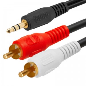 Kabel adaptera męskiego 3,5 mm męskiego stereo na 2 męskie RCA